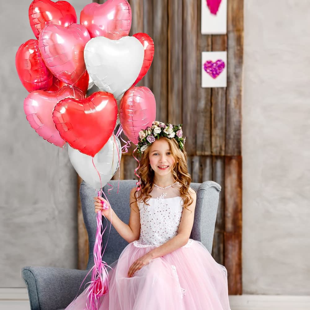 White 18 inch heart foil balloons