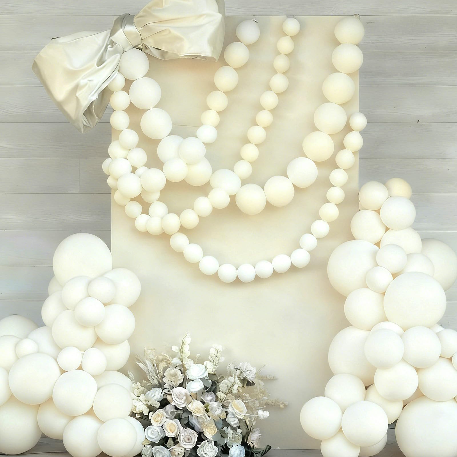 60 white 6 inch link balloons included