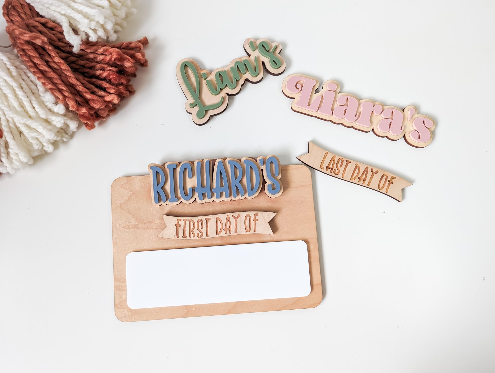 Handcrafted school sign with adjustable year and name