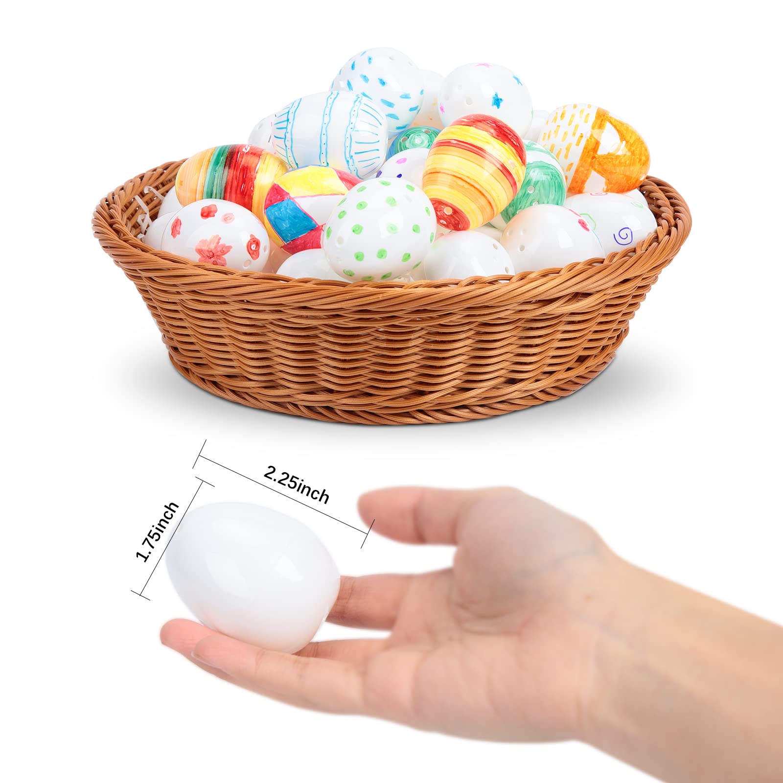 White blank plastic Easter eggs ready for DIY decoration