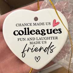 White ceramic Hanging Heart coworker gift with gift box packaging
