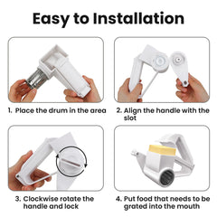 White rotary cheese grater for nuts and vegetables