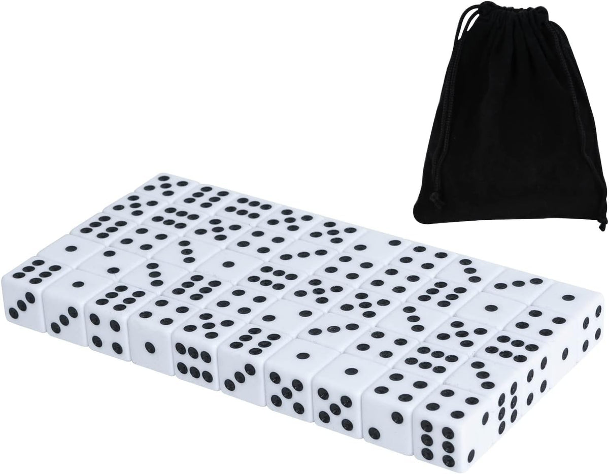 White 16mm dice 50-pack with black pips
