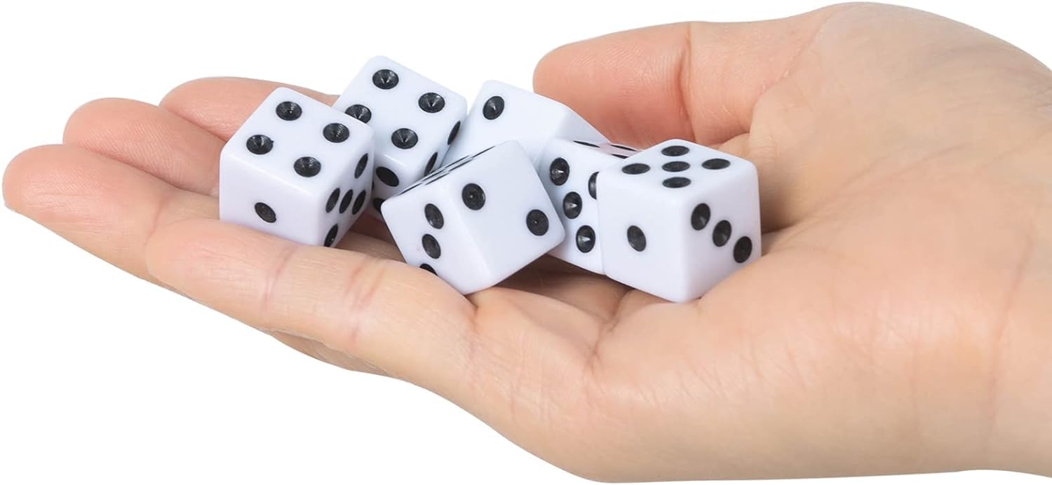 Quality white dice 16mm with 50-count packaging