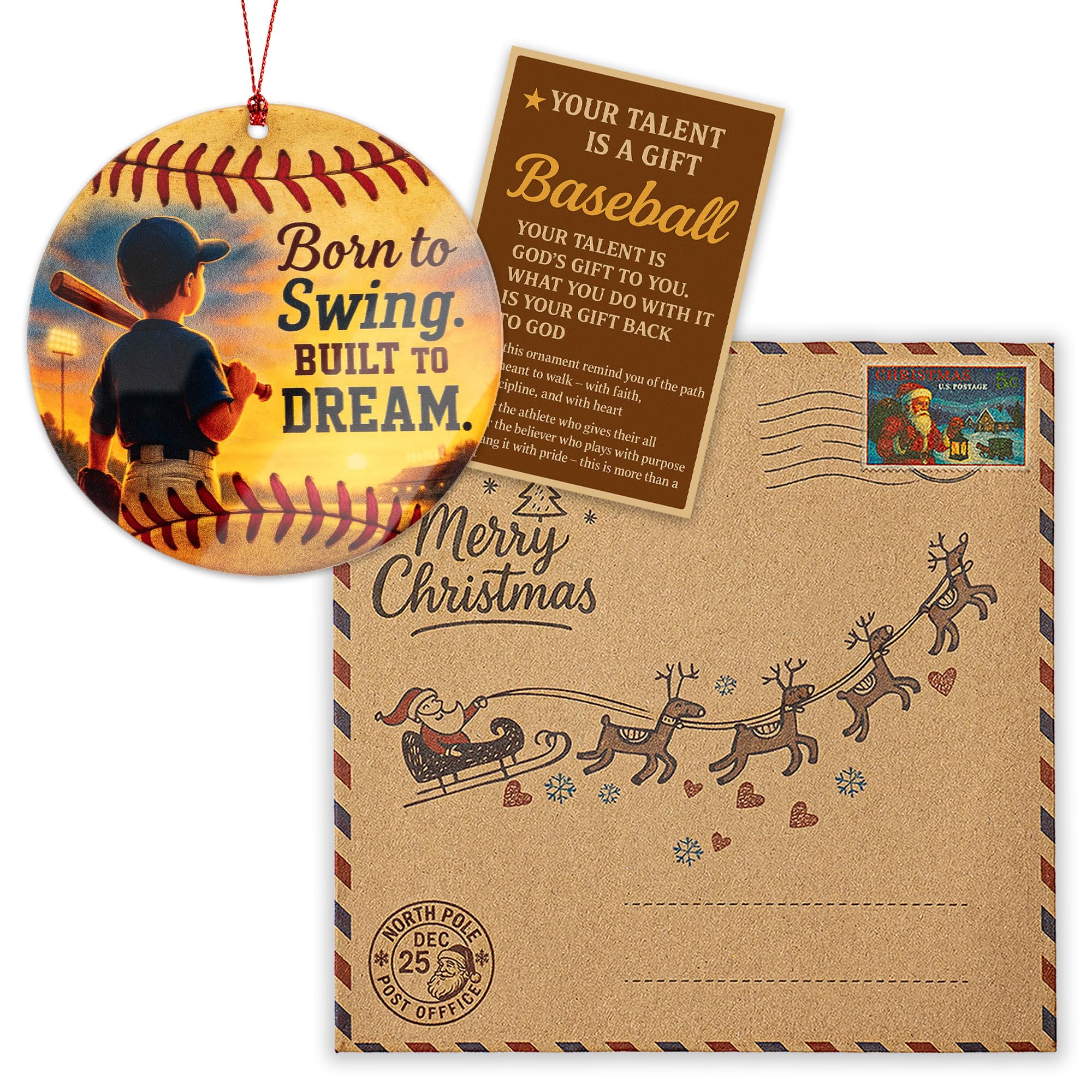 White Elephant Gift baseball ornament product image