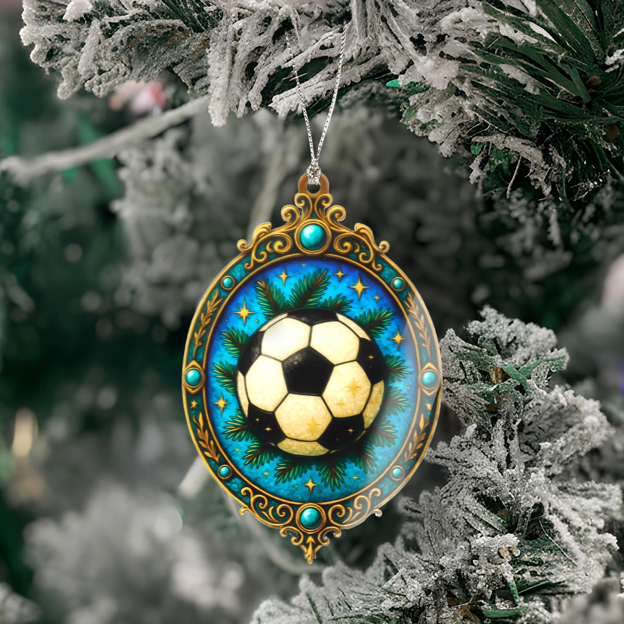 Soccer ornament 2025 story card packaging image