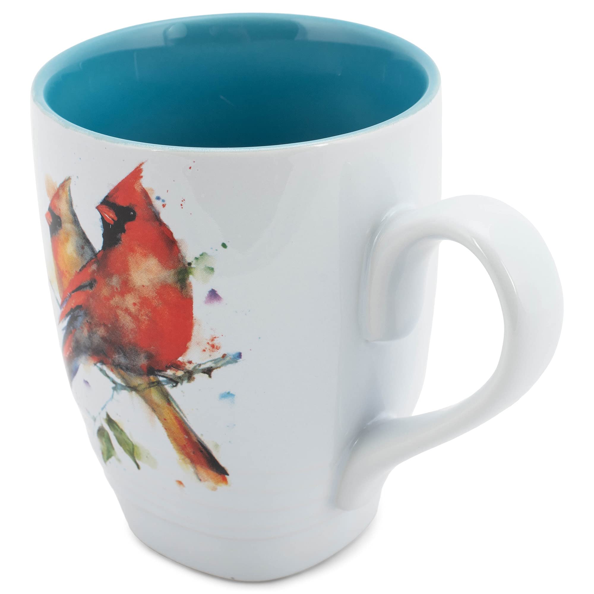 white hand-textured mug for nature lovers cardinal design