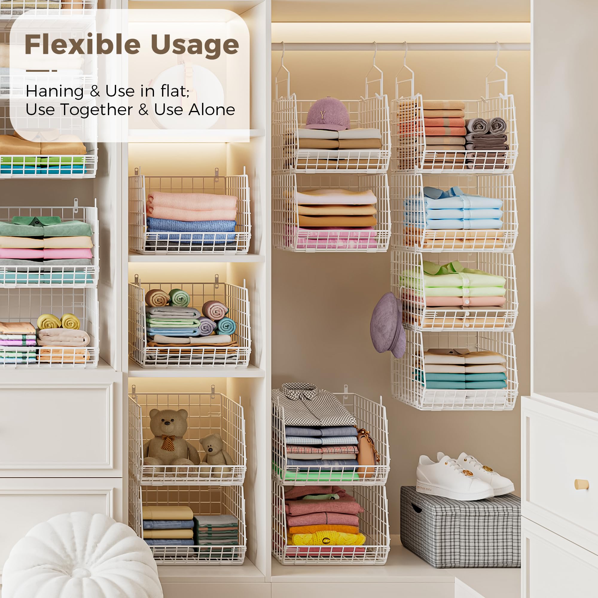 white foldable closet shelving unit mounted upright