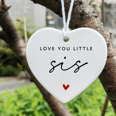 Heart ornament with glossy glaze finish double sided text