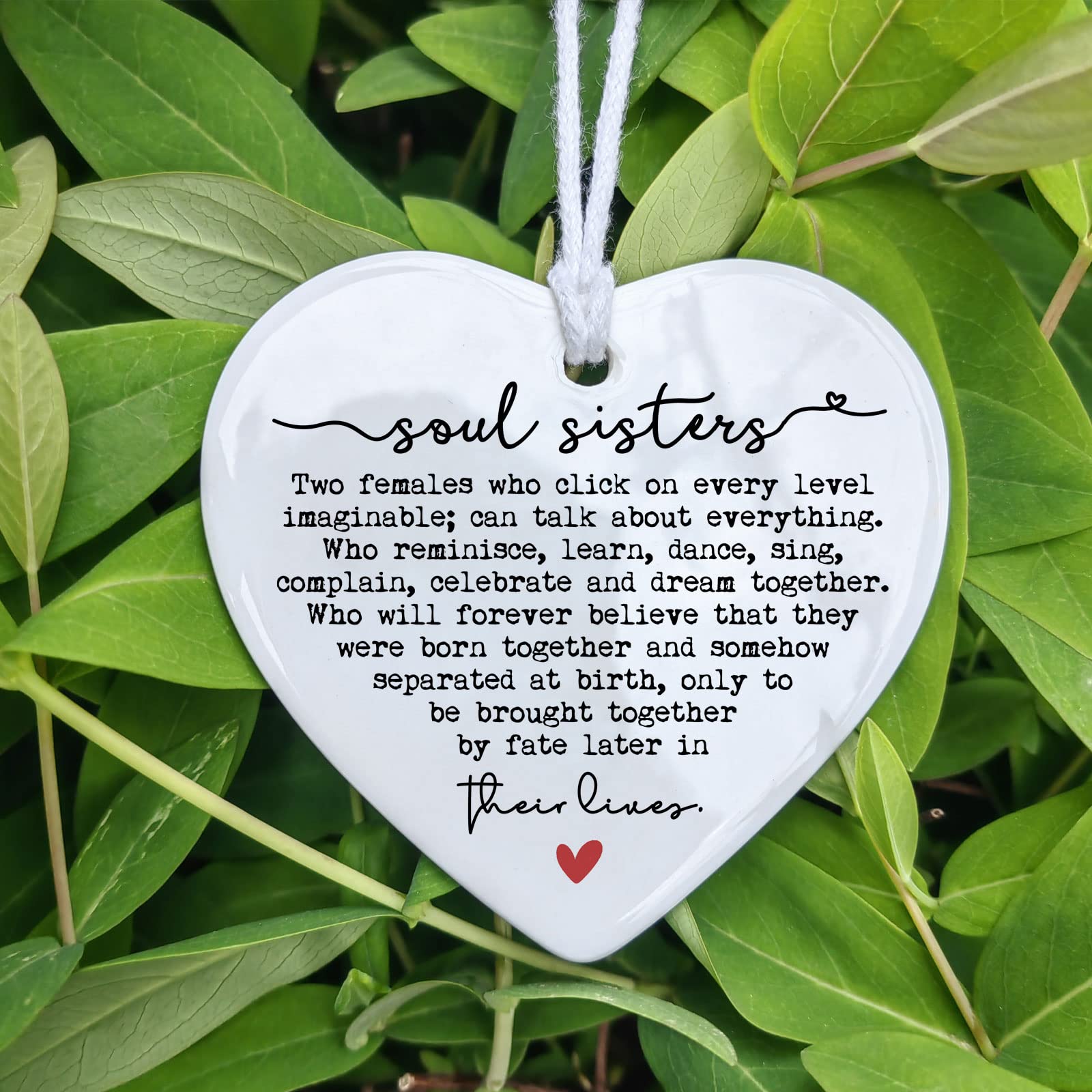 White heart ceramic ornament with double sided printing