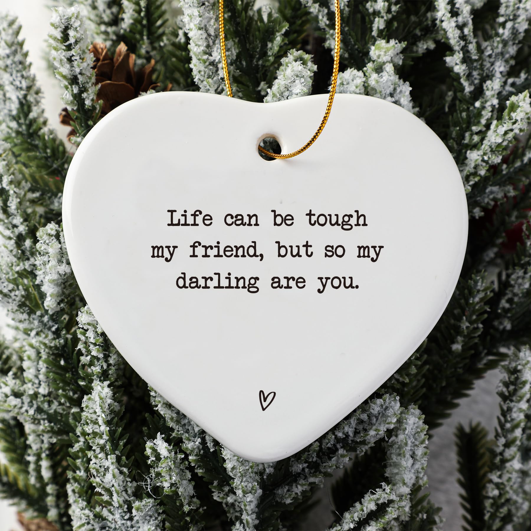 White Heart Ceramic Ornament with Glossy Glaze Finish