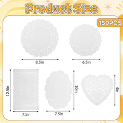 white paper doilies lace round 6-5in size