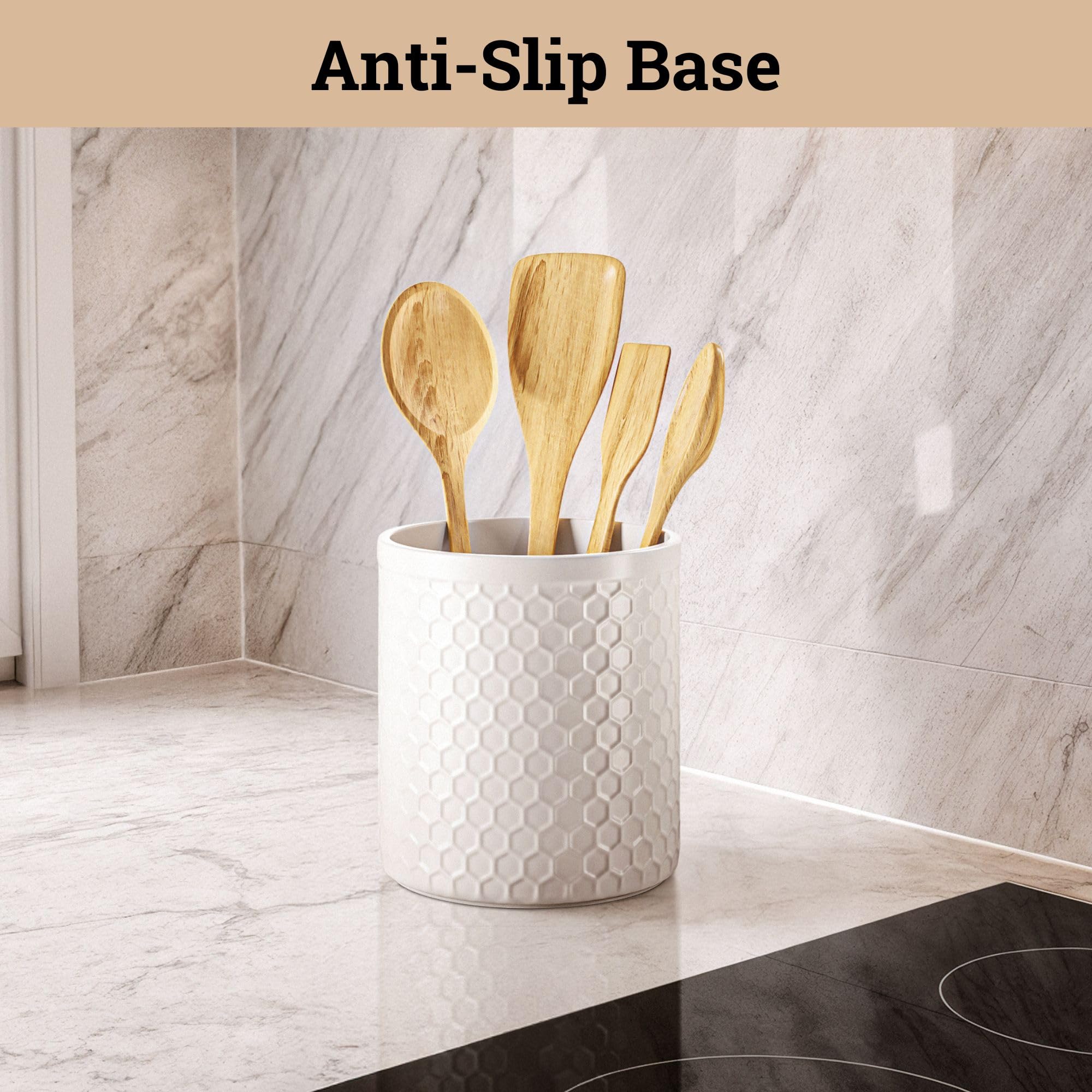 Holds up to 15 utensils including spatulas spoons and tongs