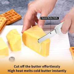 Heated blade for spreading cold butter and cheese
