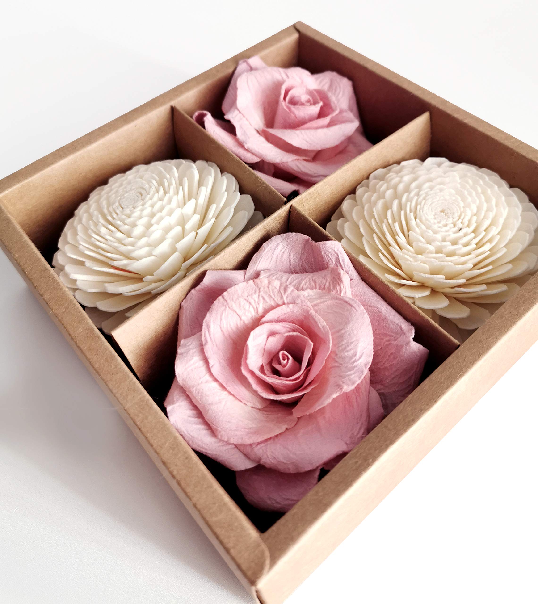 Two white Jasmine sola flowers included with Sweet Sola diffuser
