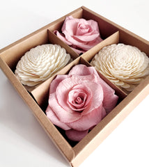 Two white Jasmine sola flowers included with Sweet Sola diffuser