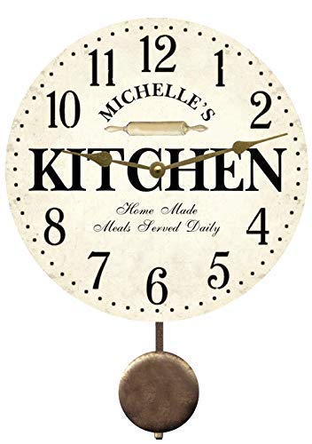 White kitchen clock with customizable wording