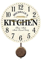 White kitchen clock with customizable wording