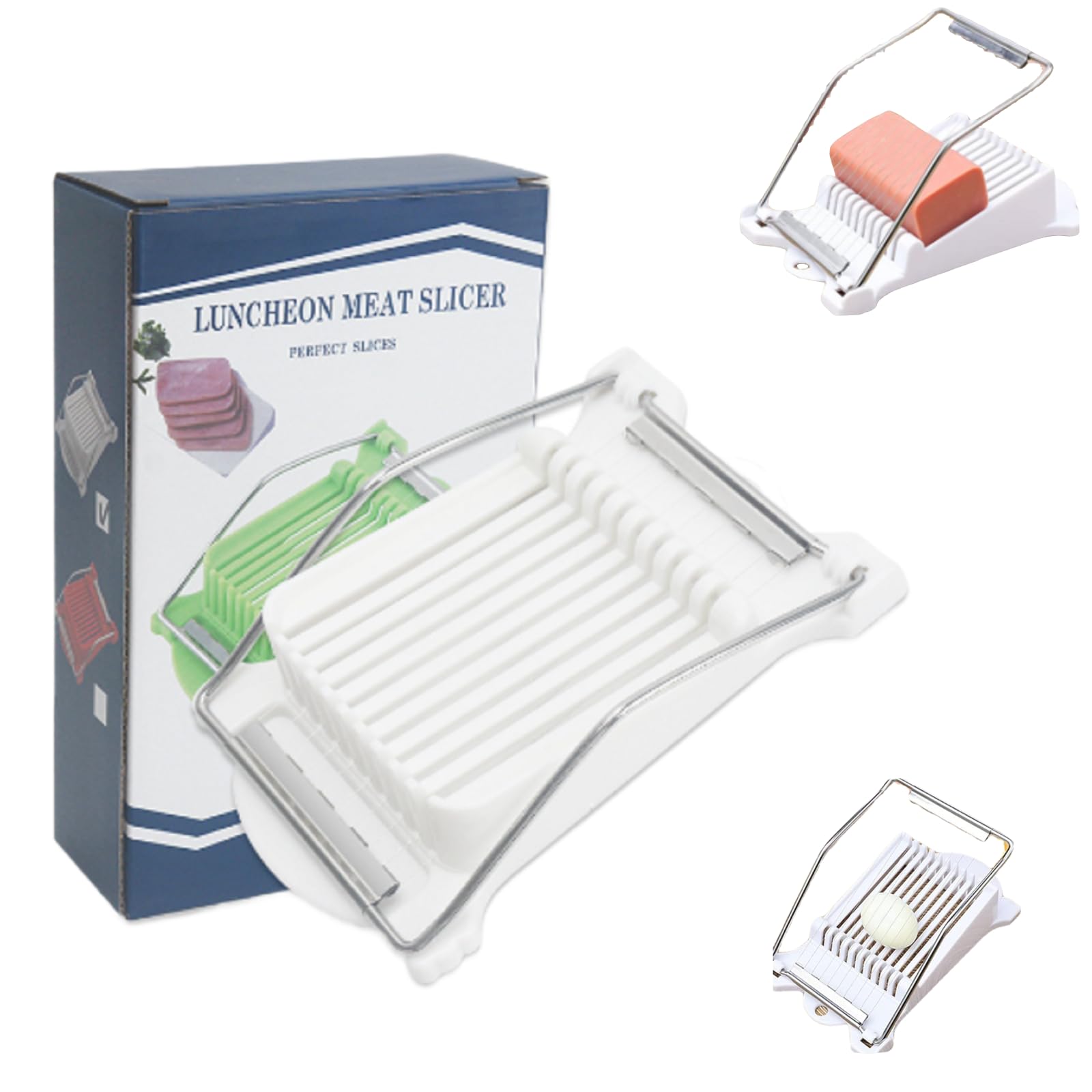 White Luncheon Meat Slicer with ABS base and stainless steel wires