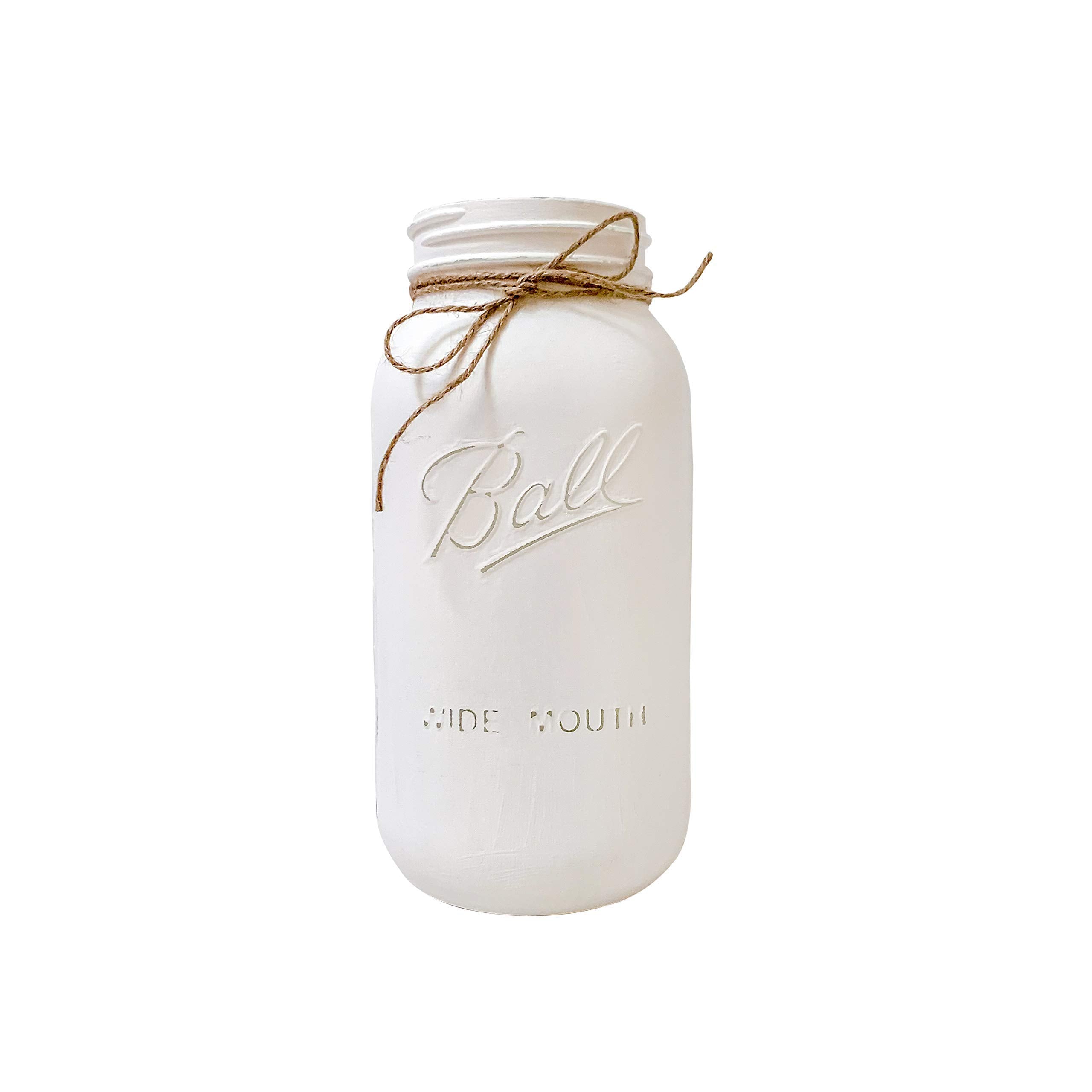 White half gallon mason jar centerpieces for tables