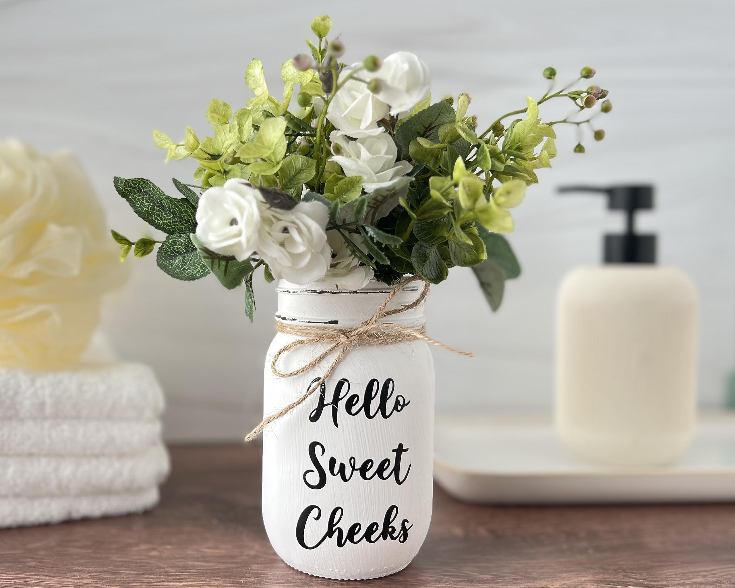 Ready-to-display bathroom decor on shelf or vanity
