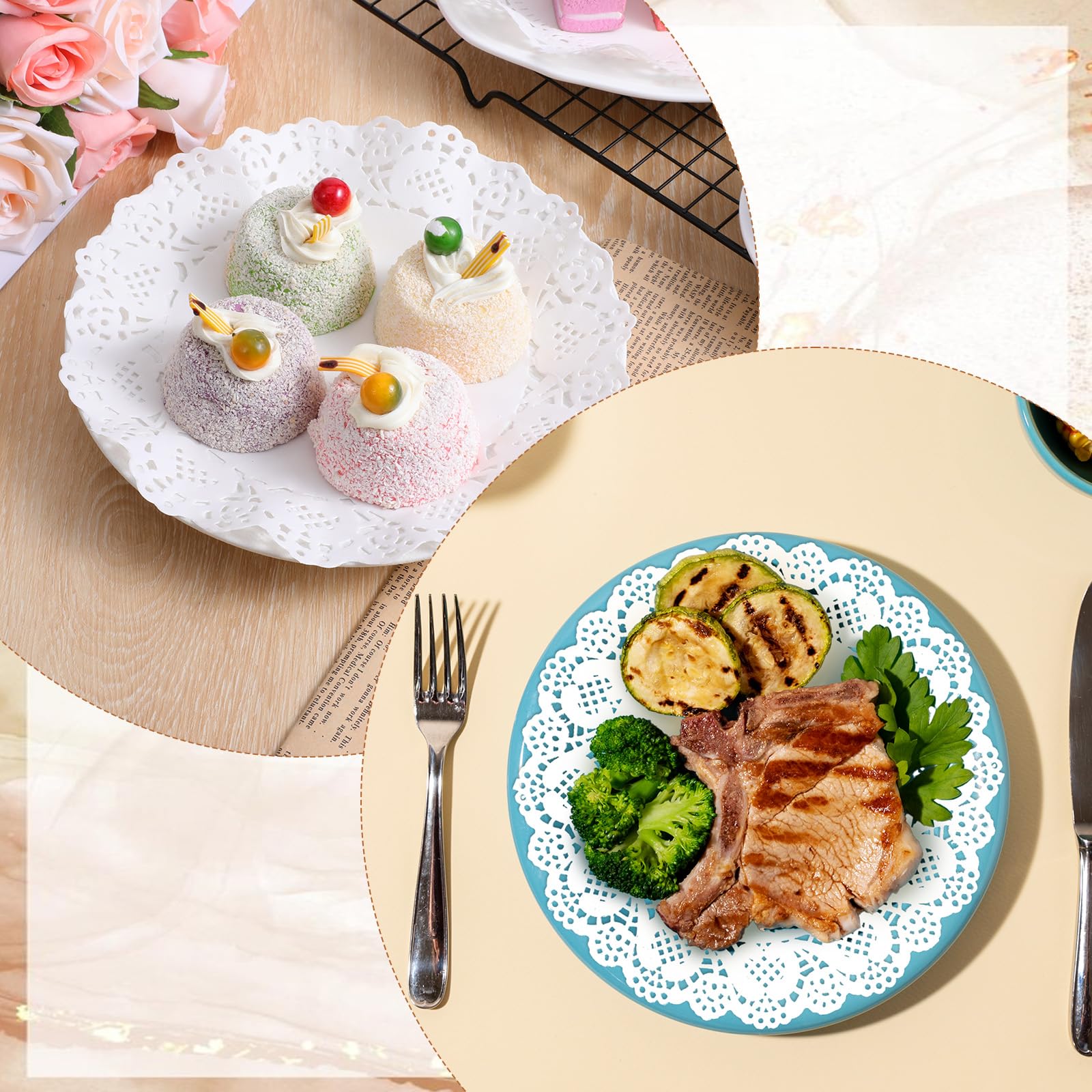 White paper doilies decorative tableware set 150 pieces