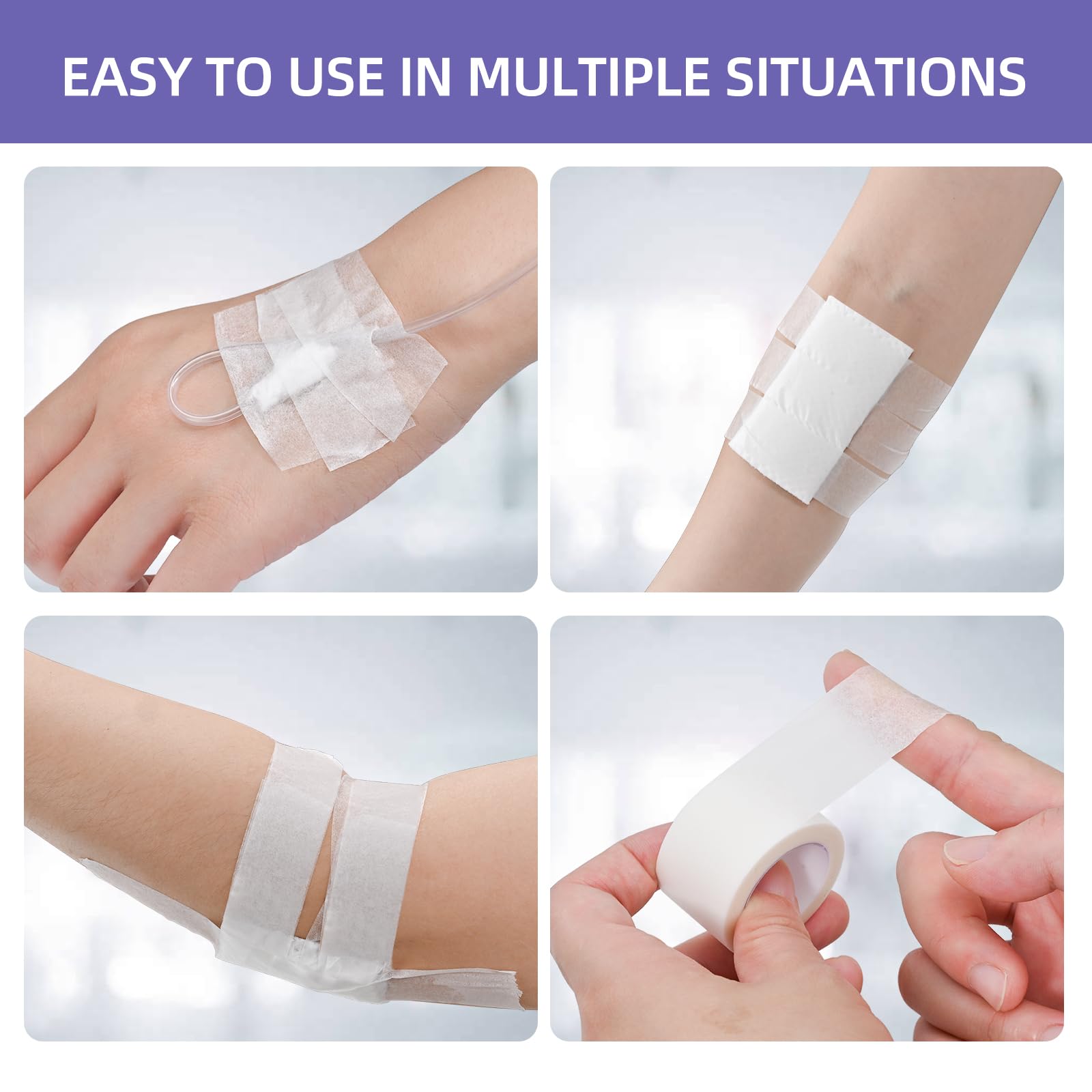 Gauze dressings secure with latex-free tape