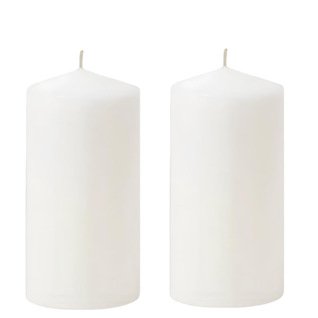 White pillar candle set of 2 unscented