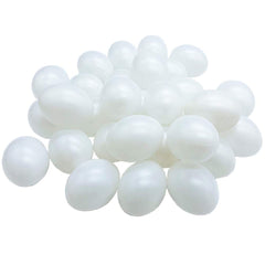 30 pack white plastic eggs in a paper box