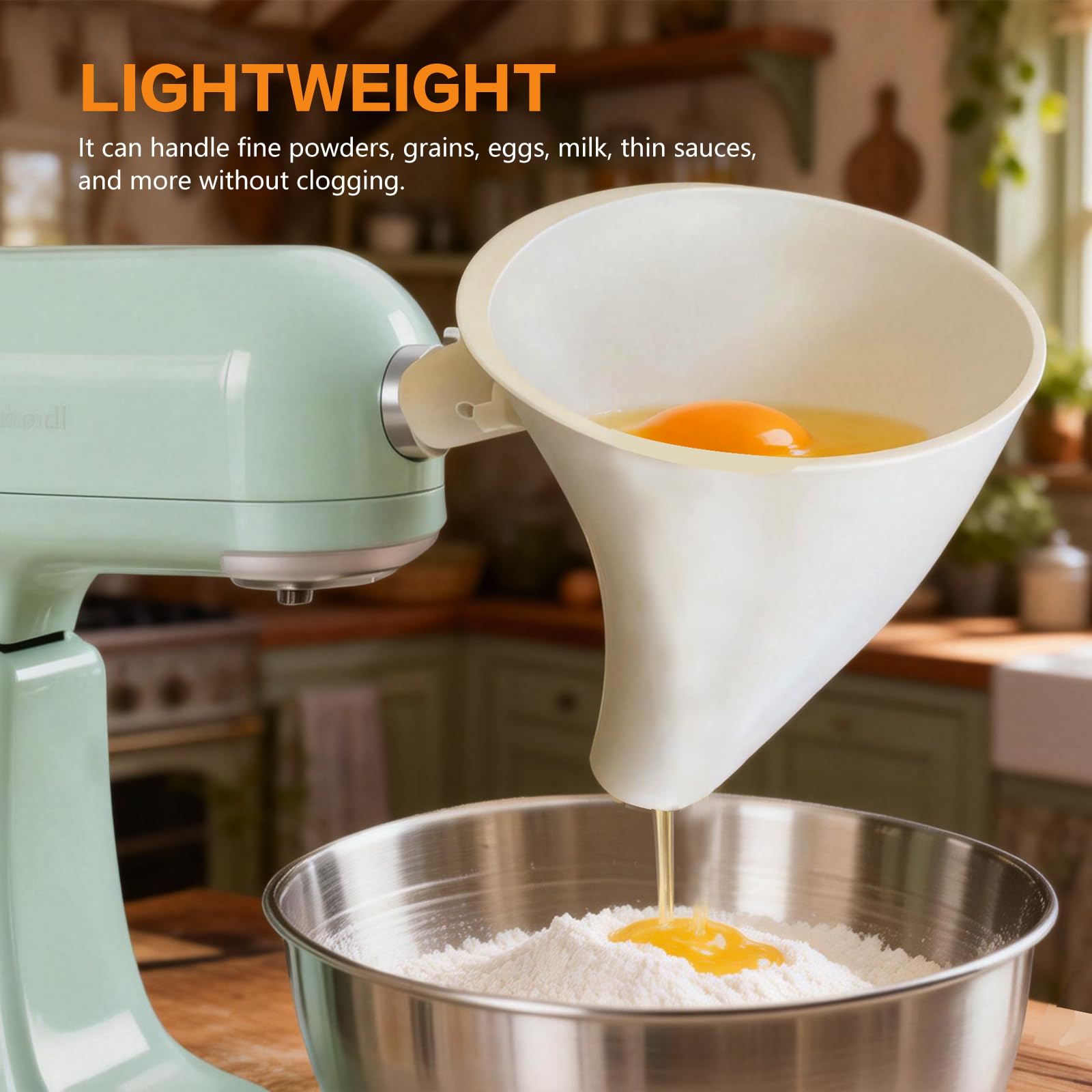 Stand mixer accessory flour funnel compatible with Kitchen Aid