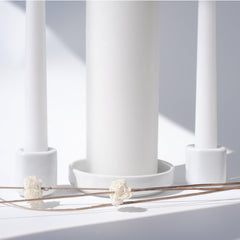 White porcelain taper candle holders with 7/8 inch diameter 1-1/2 inch height