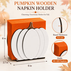 White pumpkin wooden napkin holder rustic style