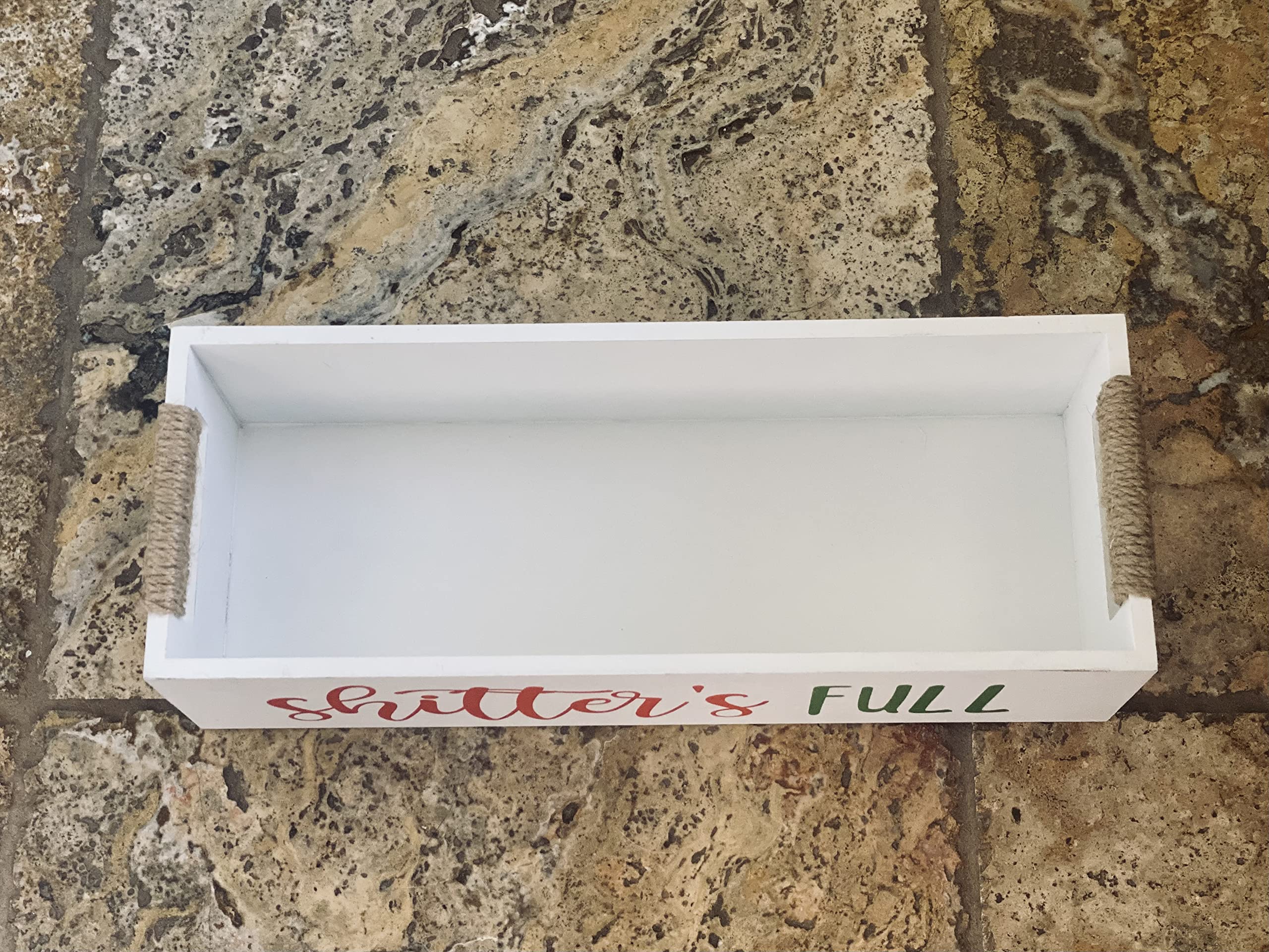 Toilet box featuring twine handles and Christmas colors