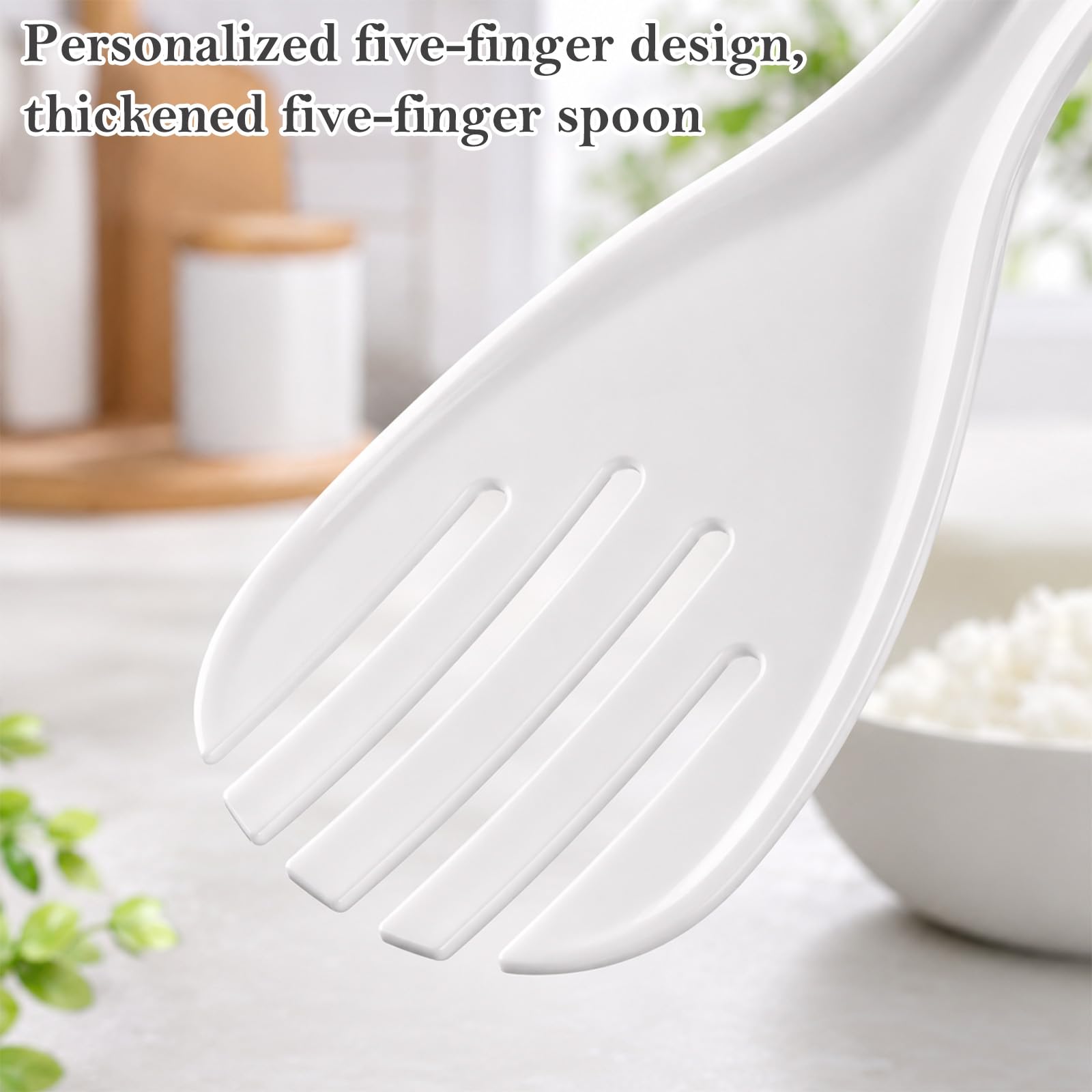 White non-stick rice scooper with ergonomic handle