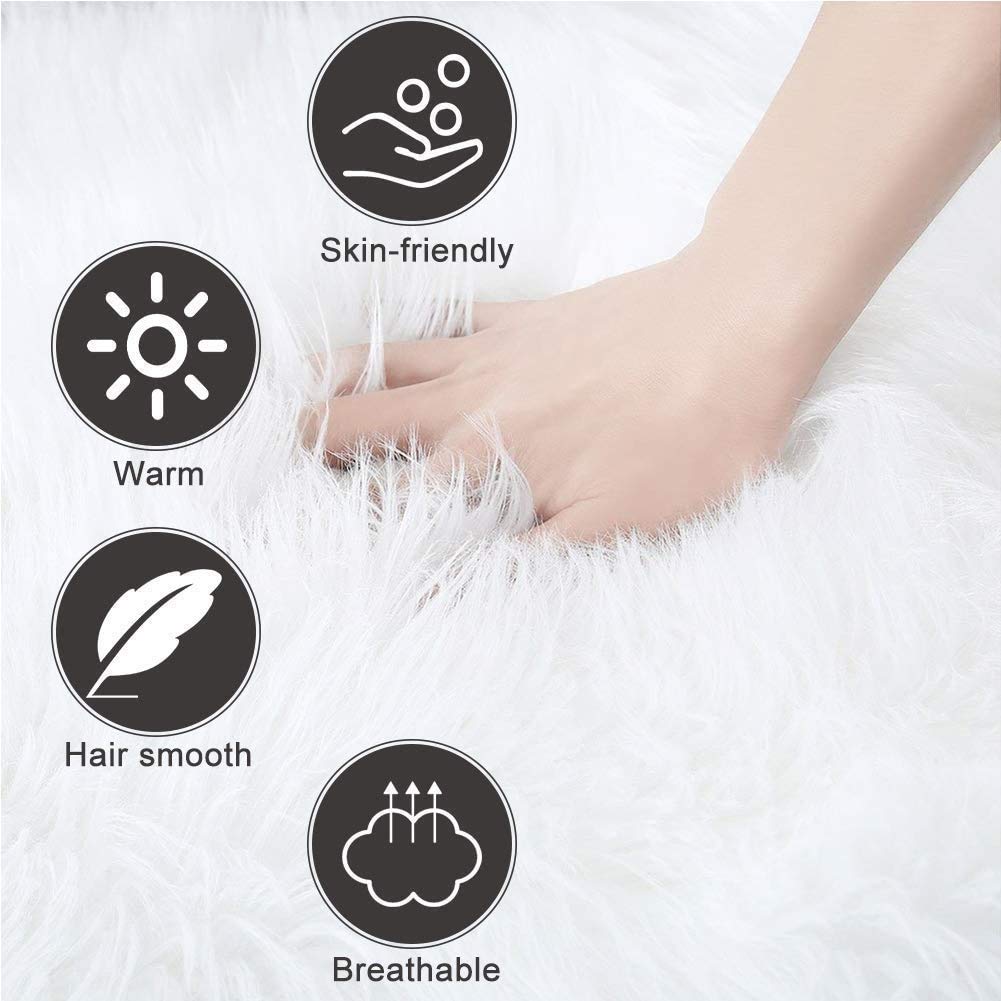 white round faux sheepskin area rug for photo shoots