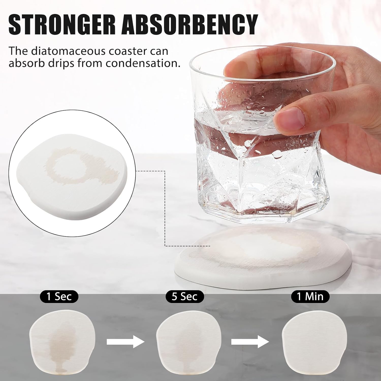 Surface protection during drinks with stone coasters