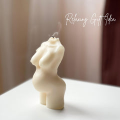 White soy wax candle with pregnancy body curve design