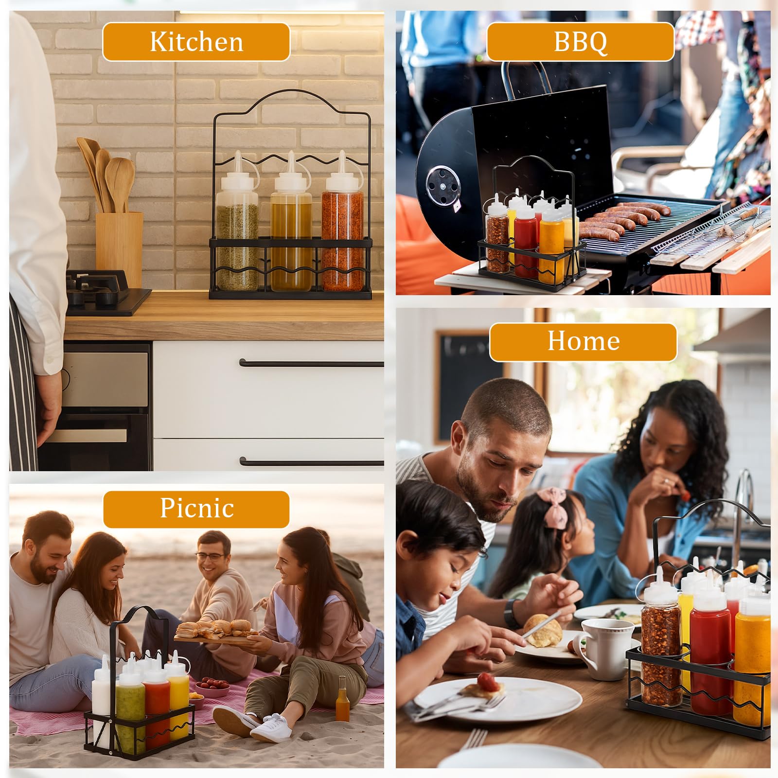 Compact countertop caddy with bottle storage and grip