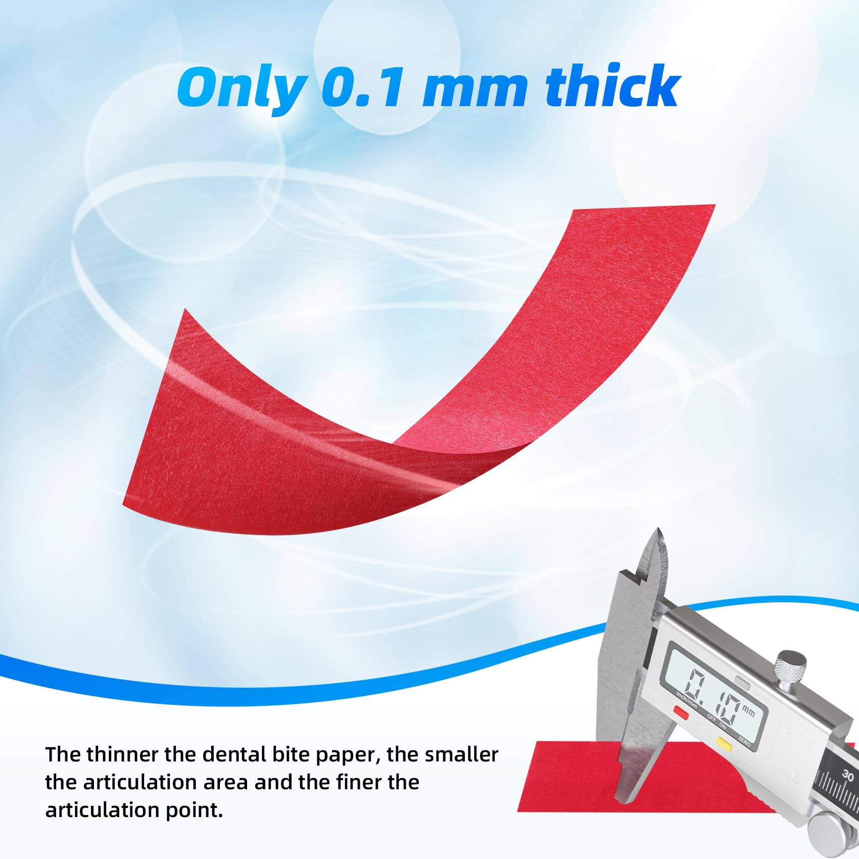White tab end keeps fingers clean on articulating paper