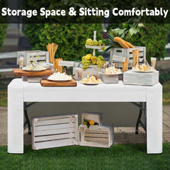 Durable polyester fitted tablecloth for indoor outdoor use white