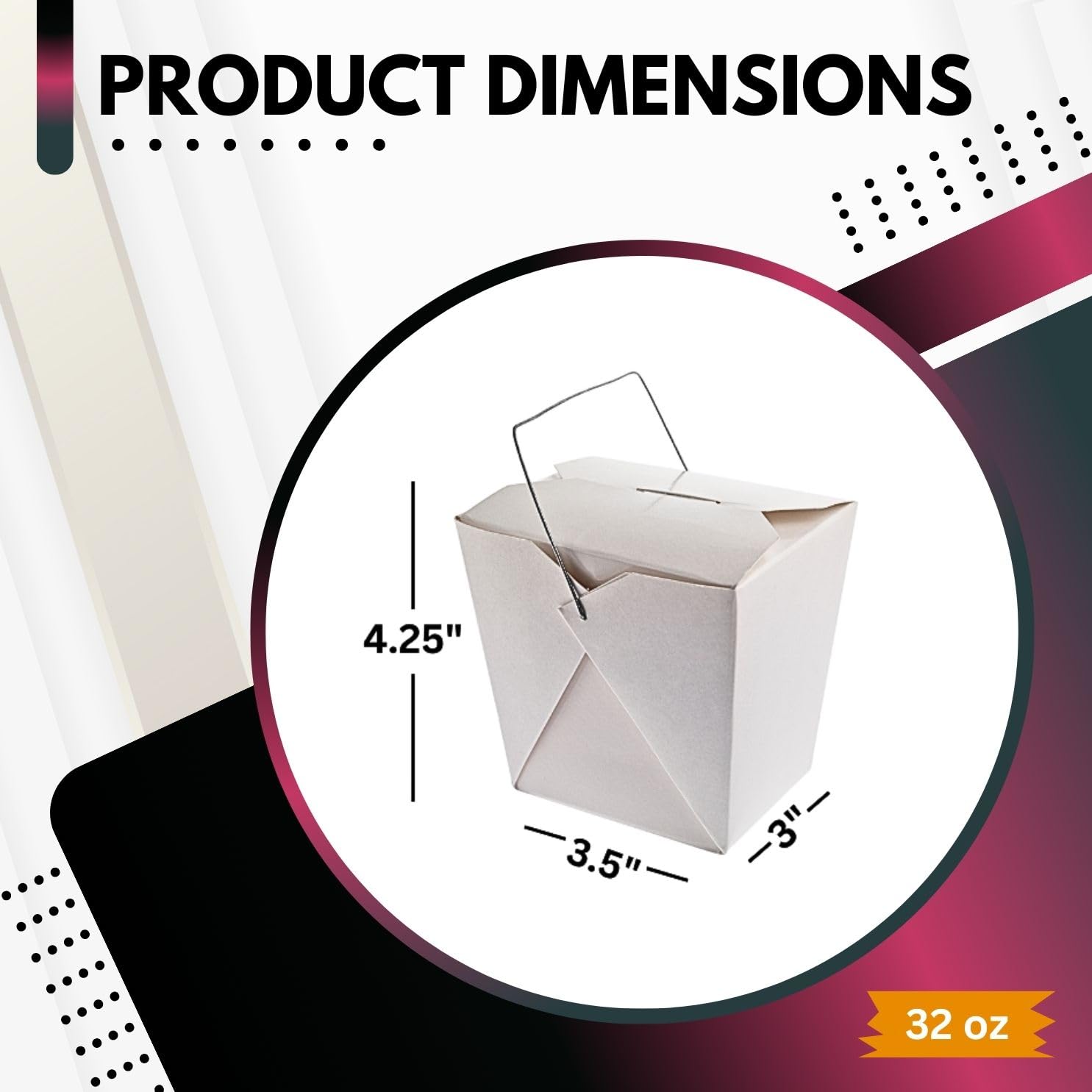 White takeout box with metal wire handle close-up