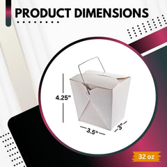 White takeout box with metal wire handle close-up