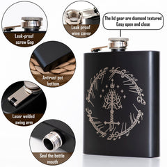 Stainless steel flask black matte finish 7oz