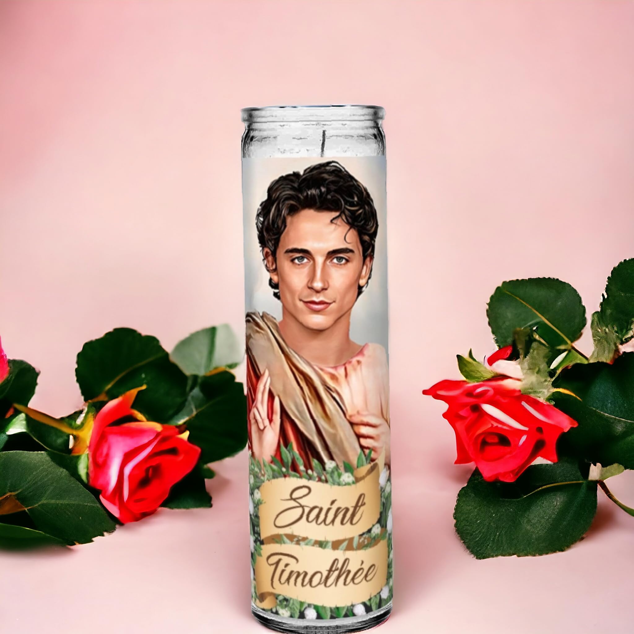 Original artwork design on Saint Timothée candle