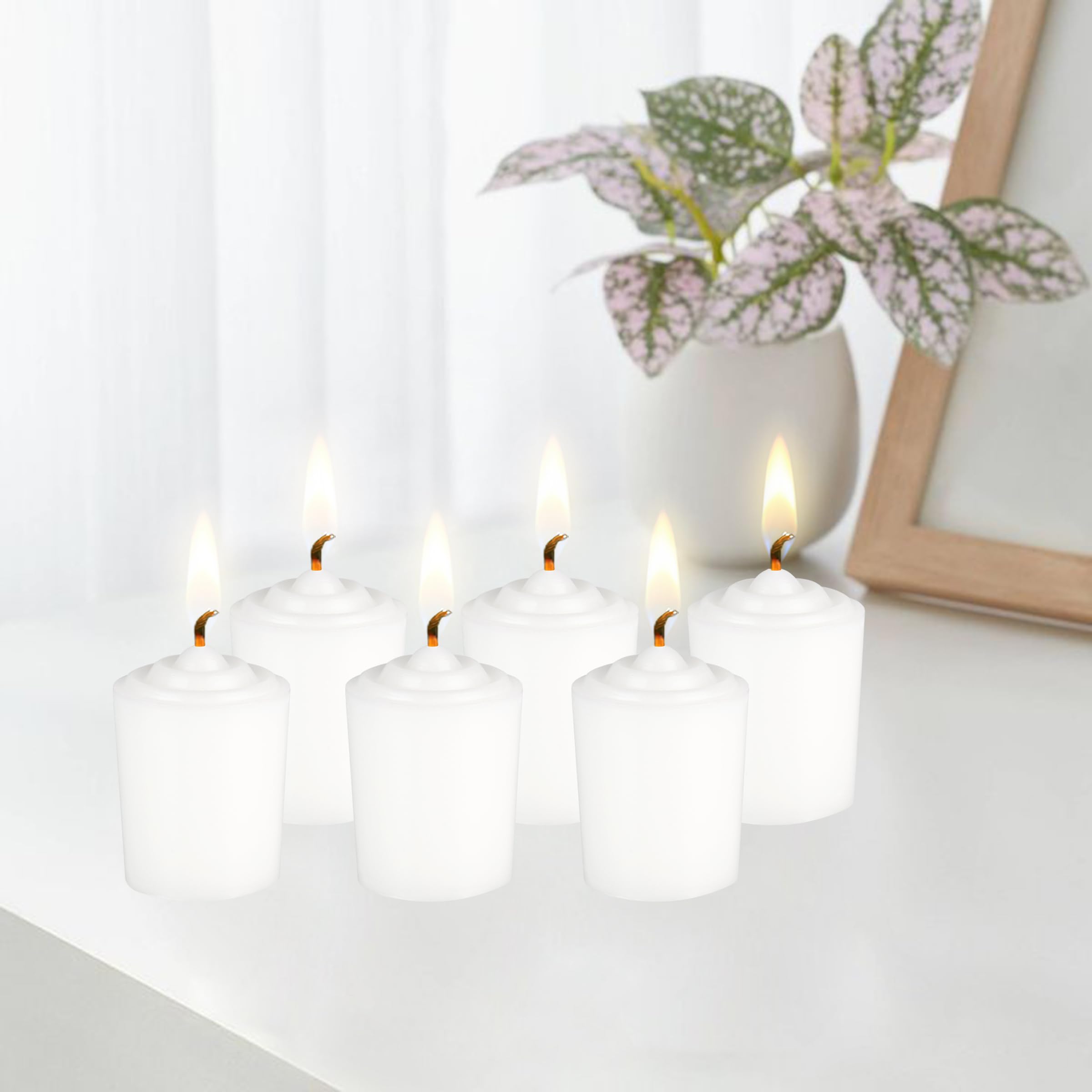 Cotton wick paraffin wax white votive candles image 3