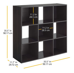 Whitmor 3 tier MDF bookcase with 9 cubes for living room storage