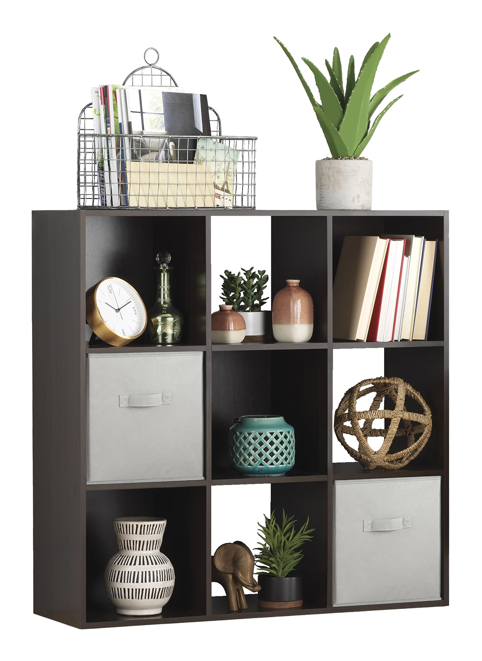 Whitmor 9 cube storage organizer open cube unit in espresso finish