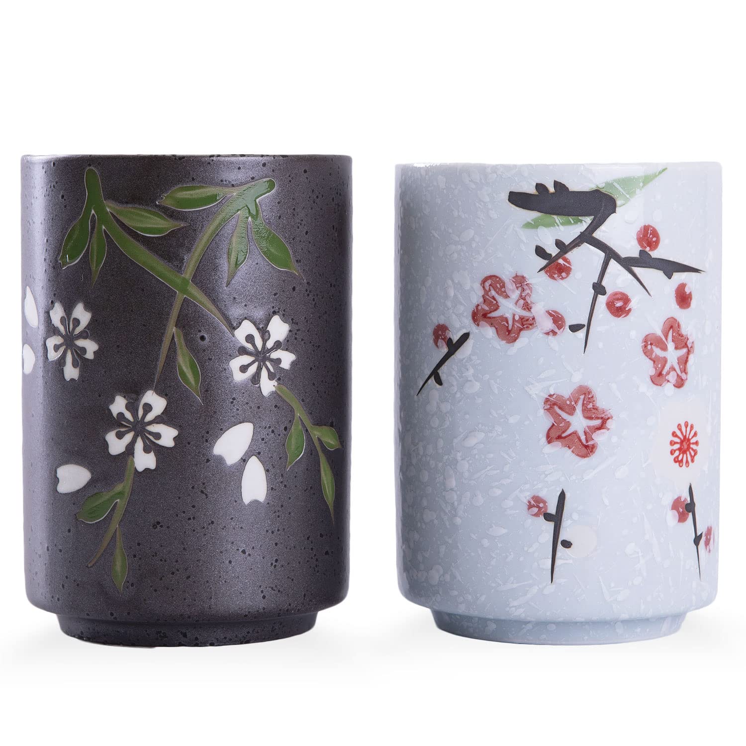 WHJY 10oz Flora Pattern teacups set of 2 in porcelain