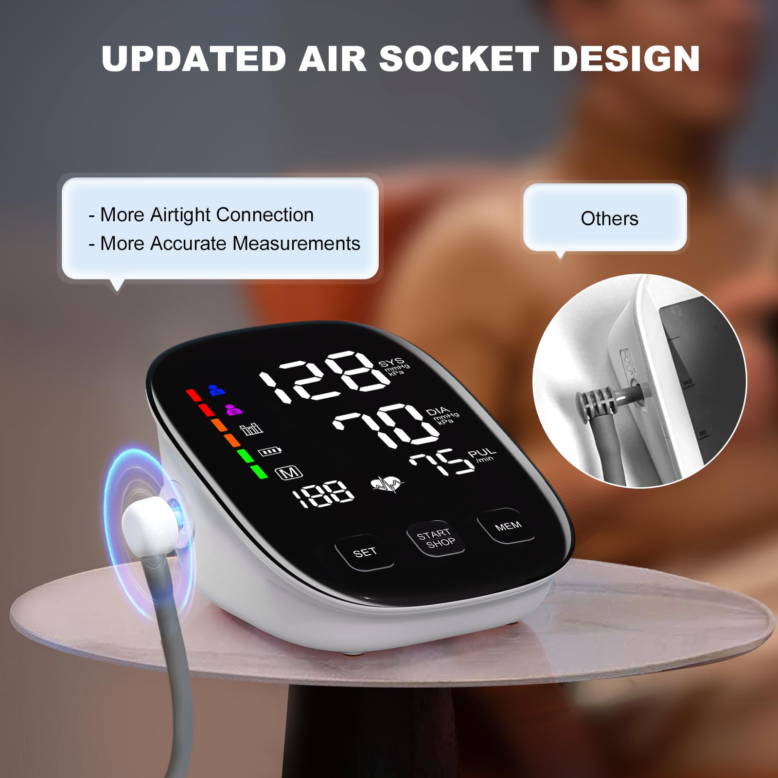 Two user memory for blood pressure readings on monitor