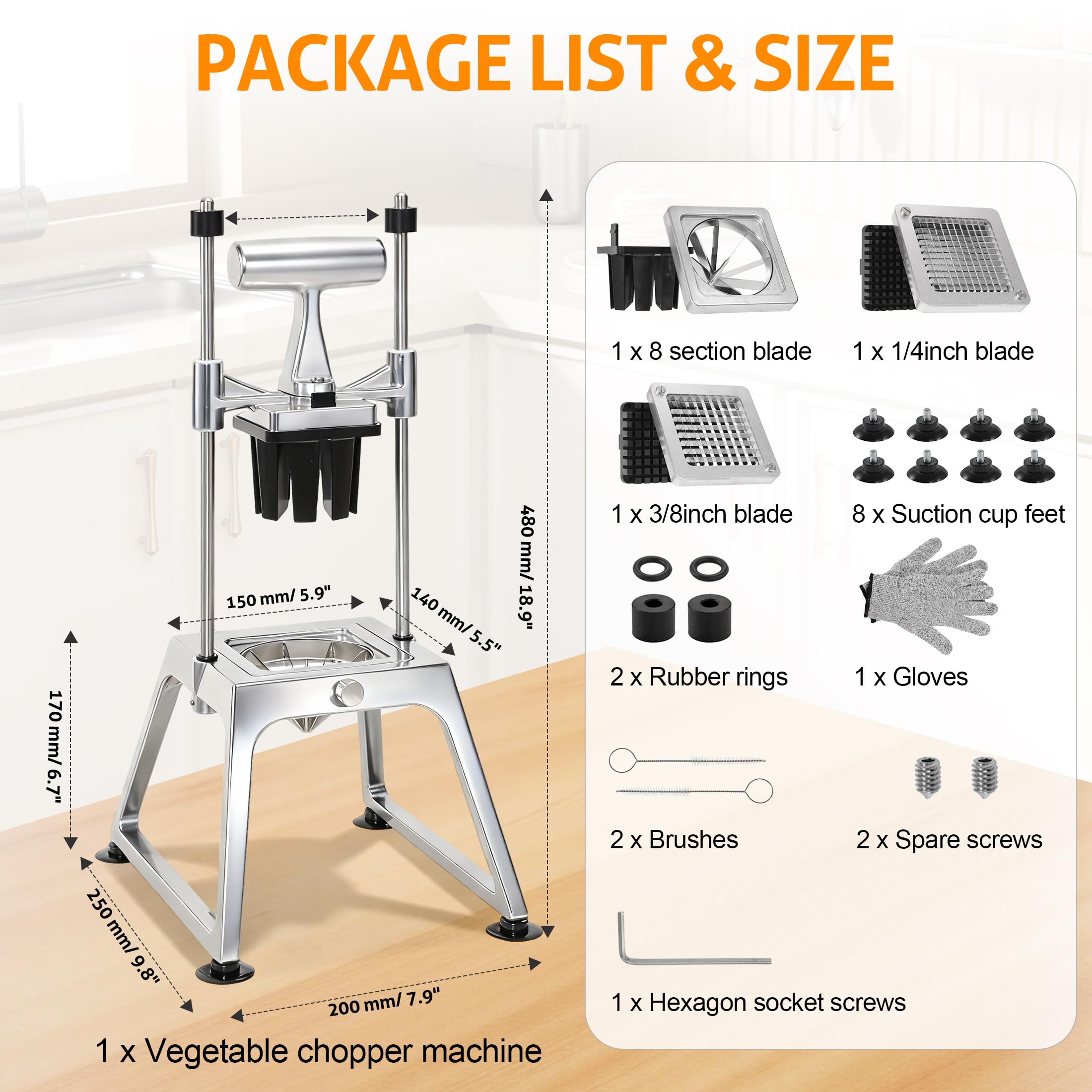 French fries cutter feature for quick fries prep